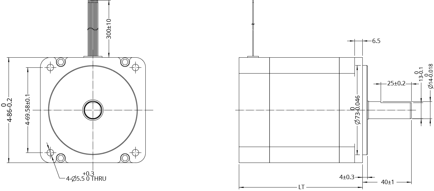 Dessin dimensionnel du moteur DC sans balais Taille 34 (86mm)